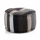 Round Pouf of Ethnic Design in Patchwork Fabric or Velvet - Fiber Viadurini