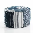 Round Pouf of Ethnic Design in Patchwork Fabric or Velvet - Fiber Viadurini