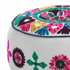 Round Pouf of Ethnic Design in Patchwork Fabric or Velvet - Fiber Viadurini