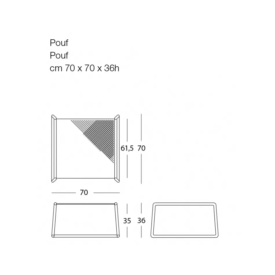 Pouf Coffee Table for the Garden Design in Colored Metal Made in Italy - Karol Viadurini