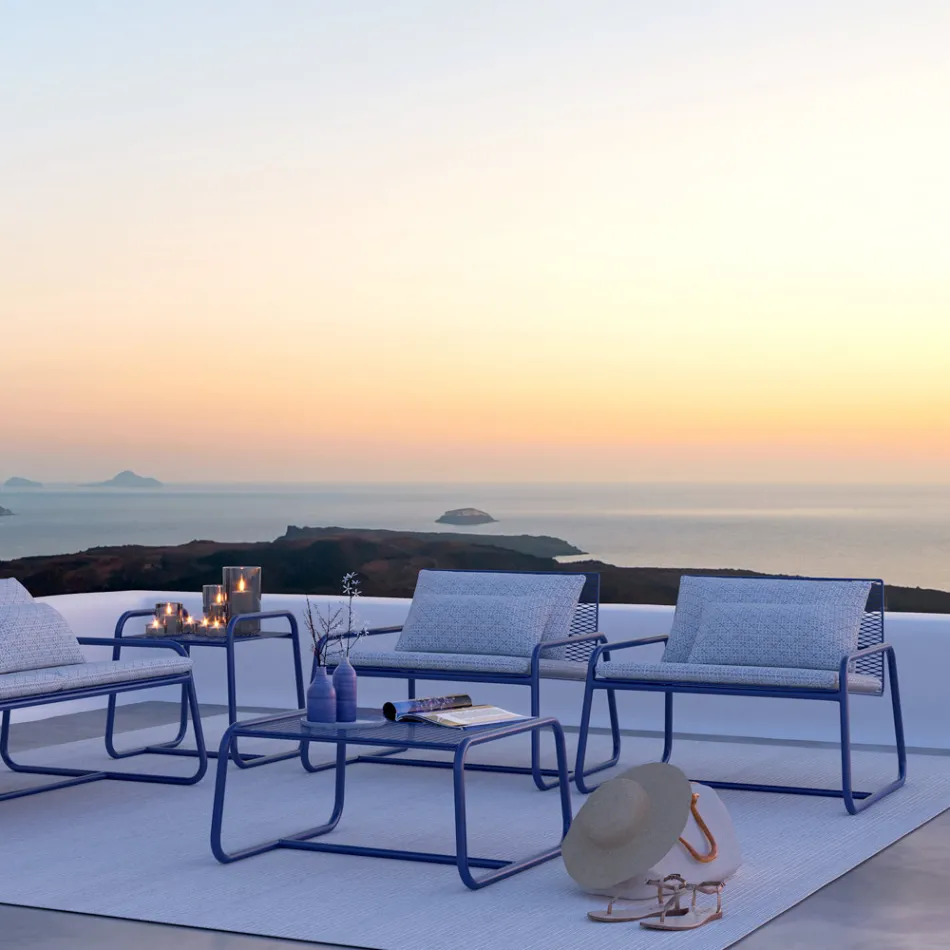 Pouf Coffee Table for the Garden Design in Colored Metal Made in Italy - Karol Viadurini