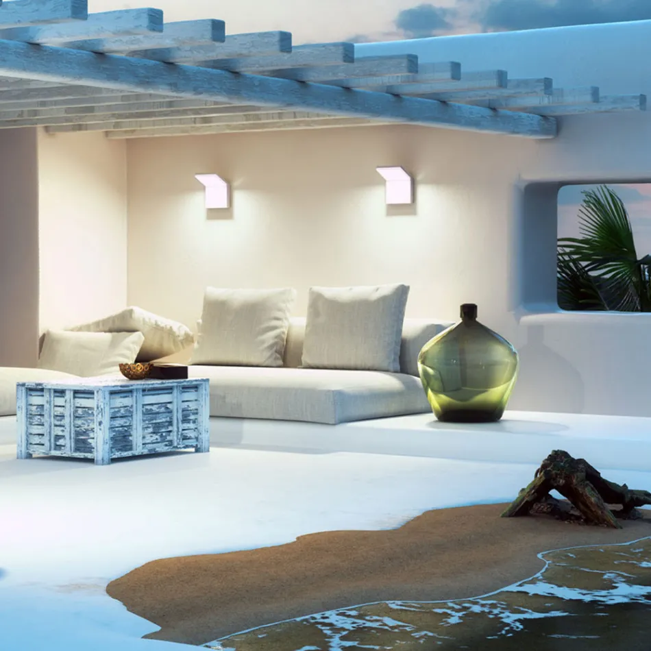 18W LED Outdoor Wall Lamp in White or Black Aluminum - Nerea Viadurini