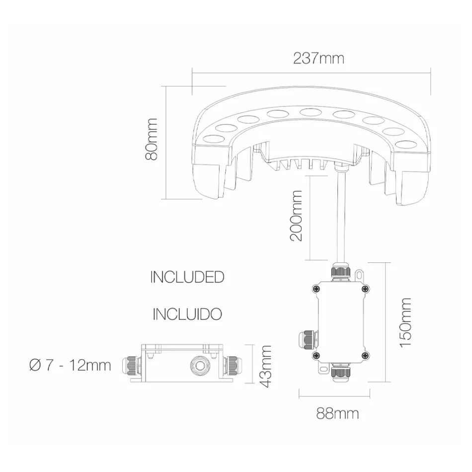 9W Outdoor Led Floodlight in Aluminum Matt Black Finish - Tudor Viadurini
