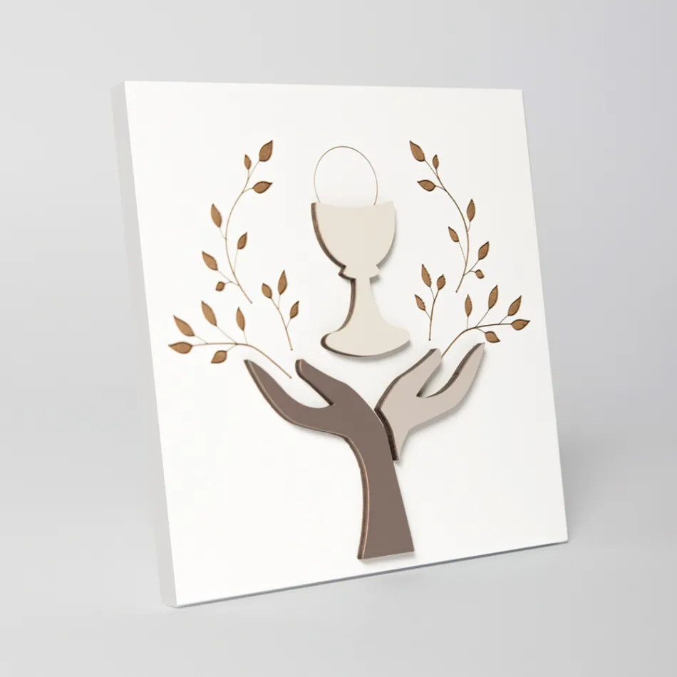 Picture Made with Laser Engraving of Olive Tree and Host Made in Italy - Joel Viadurini