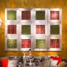 Modern Wall Picture in Metal and Artificial Flowers Made in Italy - Gonio Viadurini