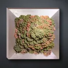 Modern Wall Picture in Metal and Artificial Flowers Made in Italy - Gonio Viadurini