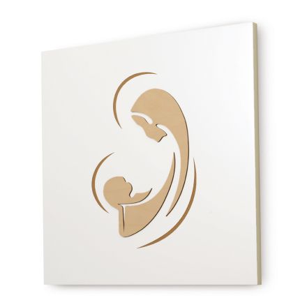 Laser Engraved Picture of the Madonna with Child Made in Italy - Bashira Viadurini