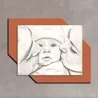 Wooden picture with print of a kiss to a child Made in Italy - Andorra Viadurini