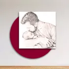 Wooden picture with print of father kissing his son Made in Italy - Belgium Viadurini