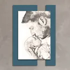 Wooden Picture with Print of Man with Child Made in Italy - Kosovo Viadurini