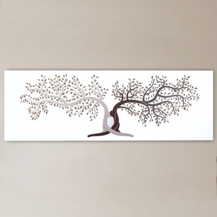 Laser Engraved Picture with 2 Intertwined Trees Made in Italy - Deide Viadurini