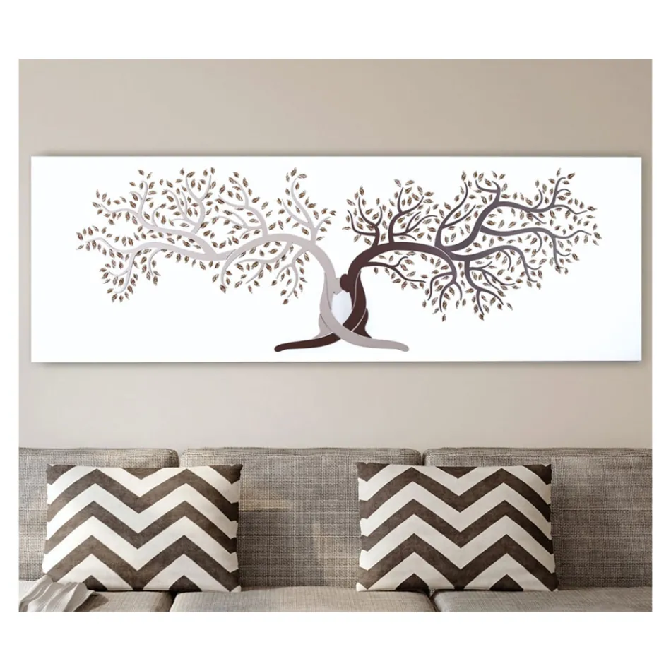 Laser Engraved Picture with 2 Intertwined Trees Made in Italy - Deide Viadurini