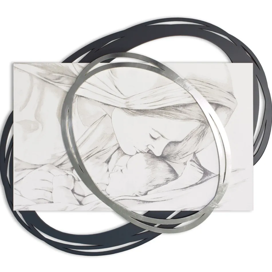 Laser Engraved Picture with Mary's Kiss to Jesus Made in Italy - Sylvie Viadurini