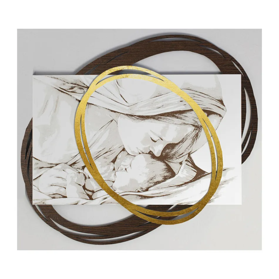 Laser Engraved Picture with Mary's Kiss to Jesus Made in Italy - Sylvie Viadurini