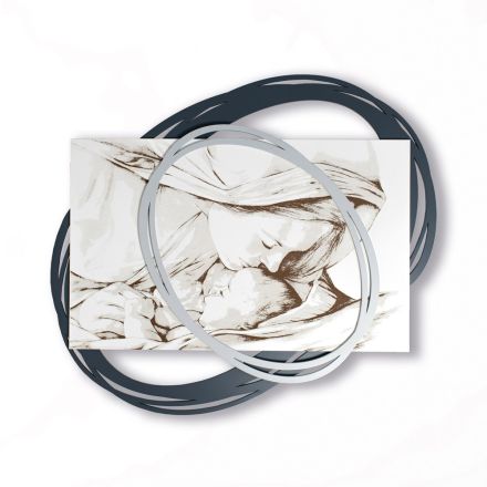 Laser Engraved Picture with Mary's Kiss to Jesus Made in Italy - Sylvie Viadurini