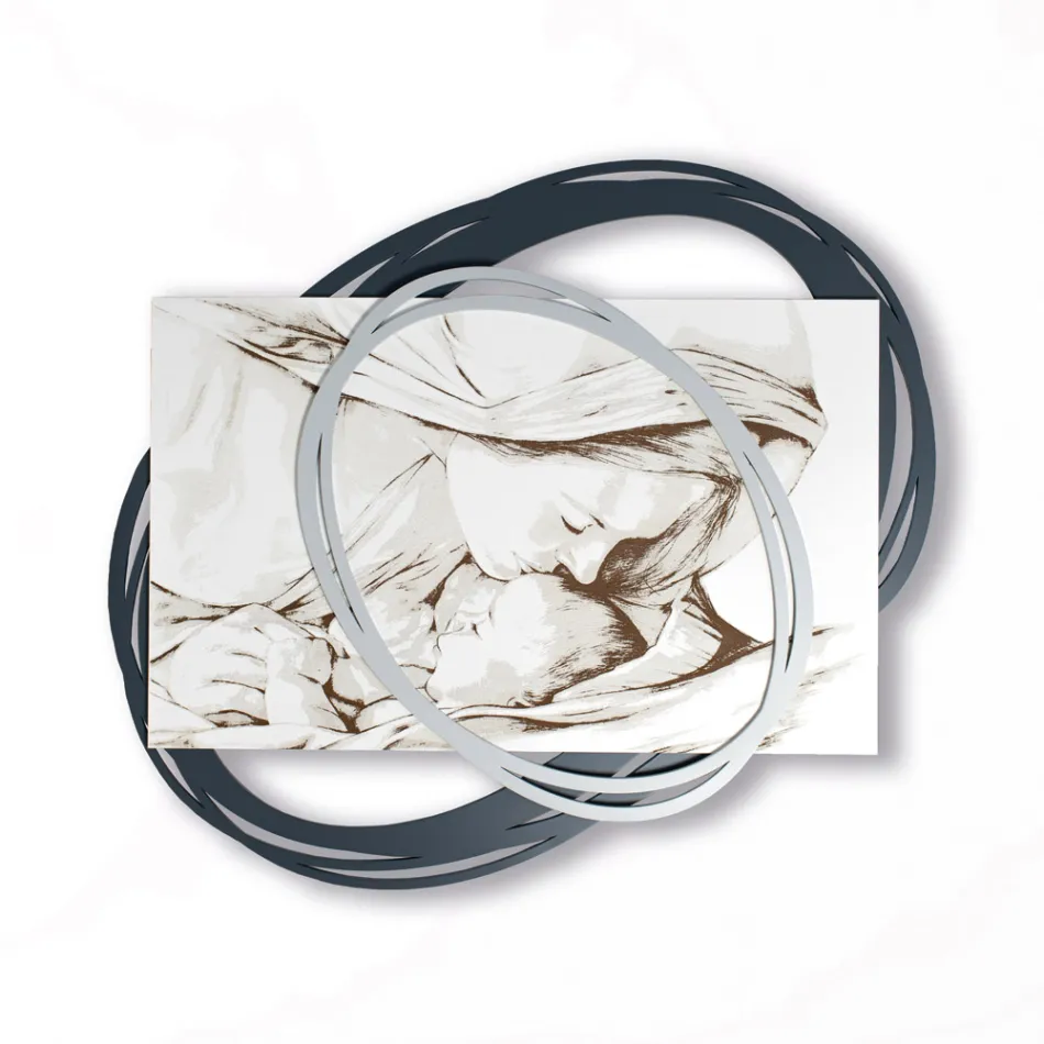 Laser Engraved Picture with Mary's Kiss to Jesus Made in Italy - Sylvie Viadurini