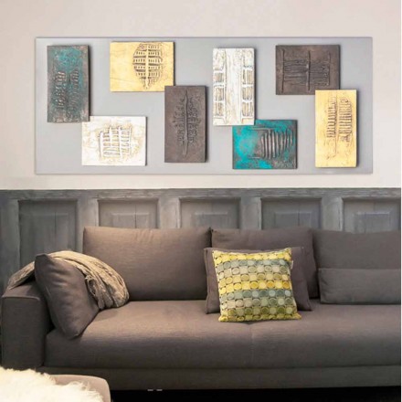 Modern painting with taupe canvas and eight elements textural Andrew Viadurini