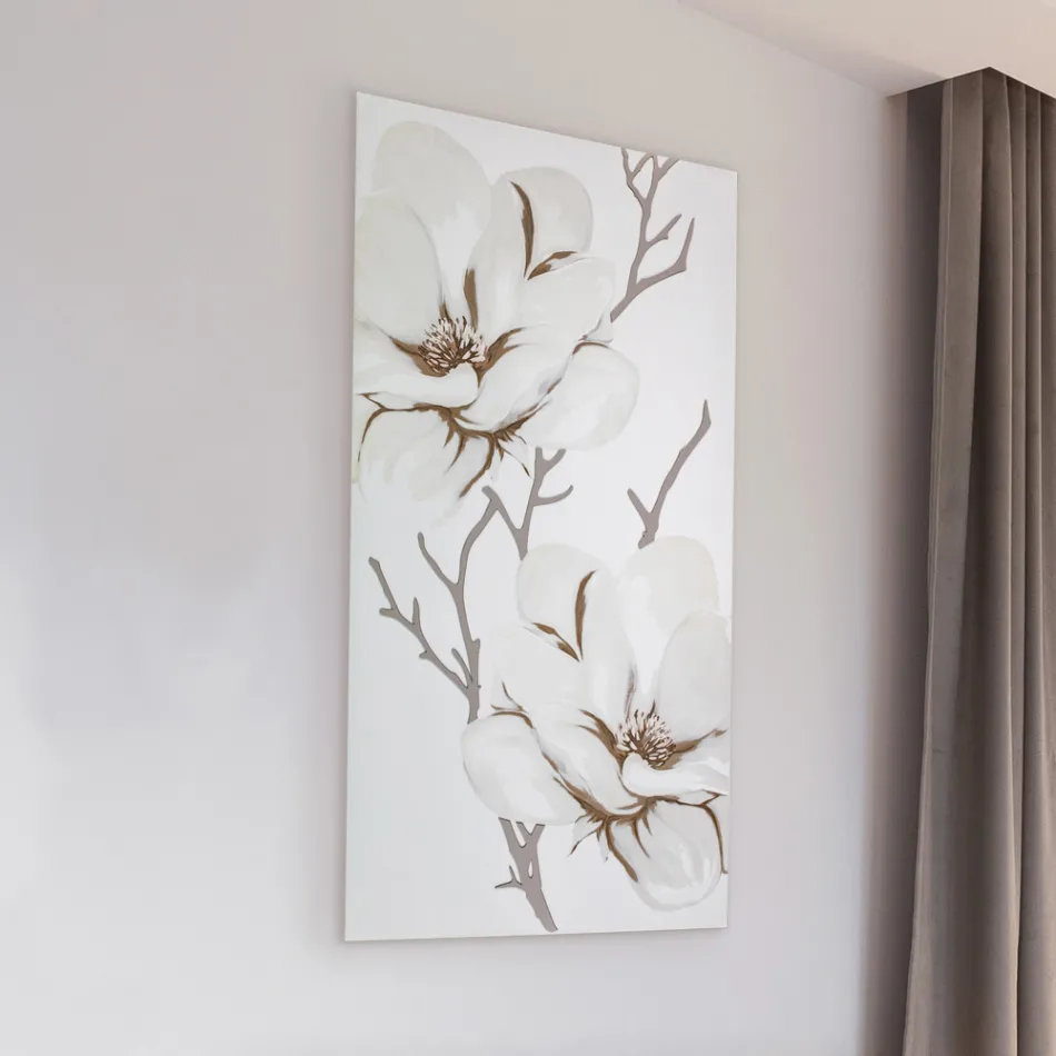 Laser Made Picture with Magnolia Flower Made in Italy - Misaki Viadurini