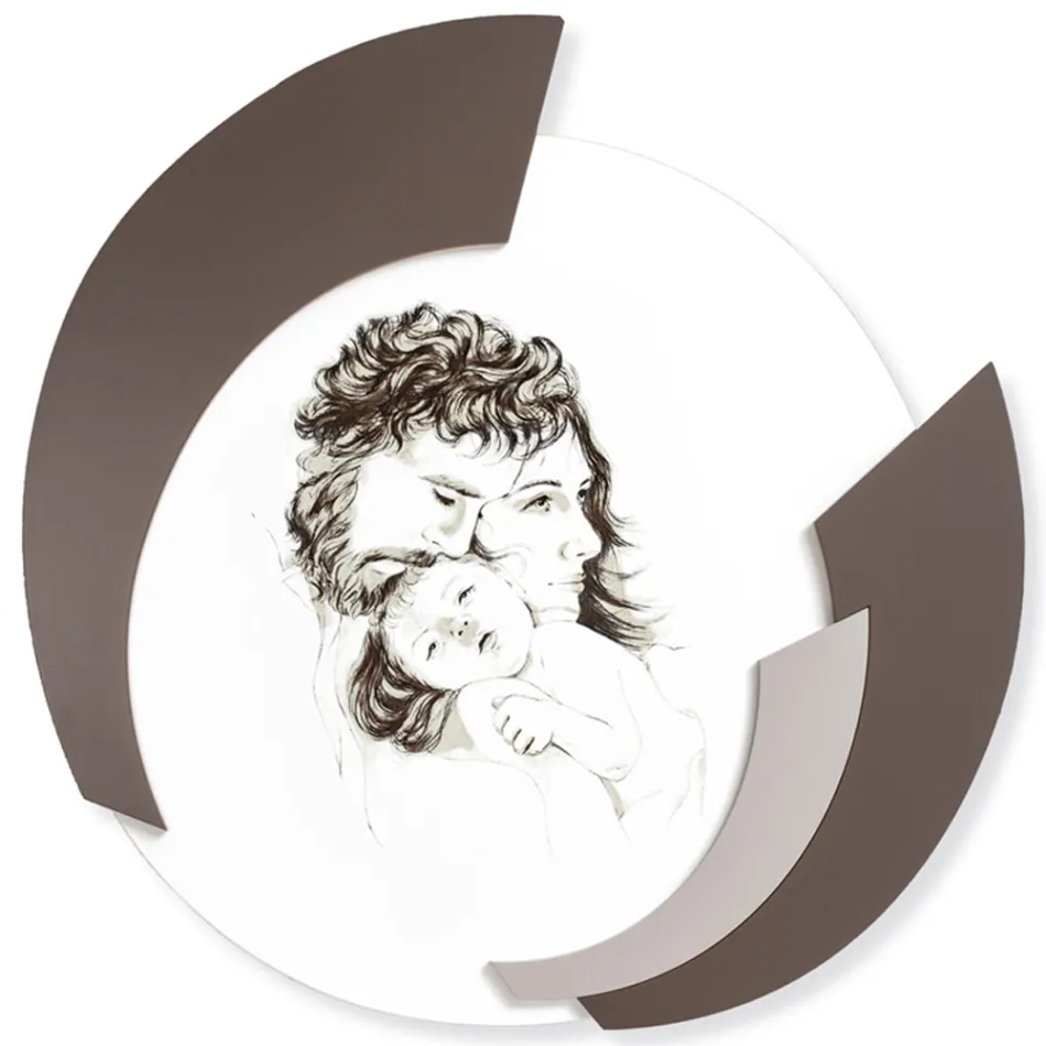 Round Picture Made in Laser of the Made in Italy Family - Margherita Viadurini