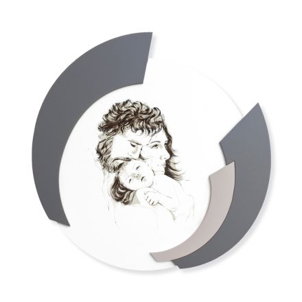 Round Picture Made in Laser of the Made in Italy Family - Margherita Viadurini