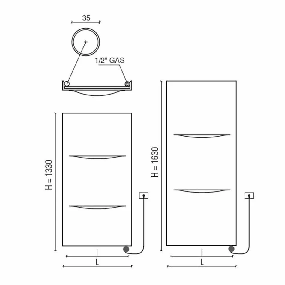 Vertical Electric Radiator in Modern Steel Design up to 1000 W - Cut Viadurini