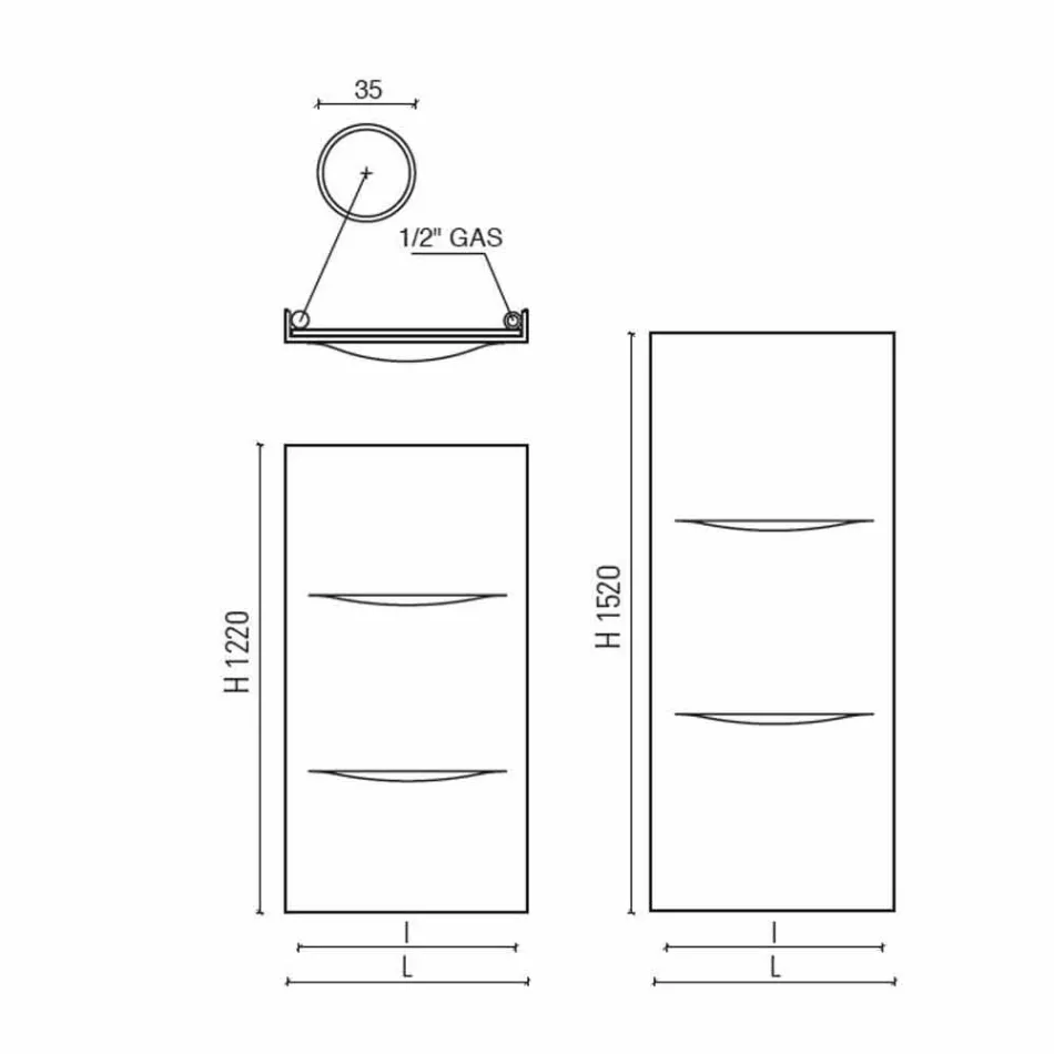 Modern Steel Design Vertical Hydraulic Radiator up to 850 W - Cut Viadurini
