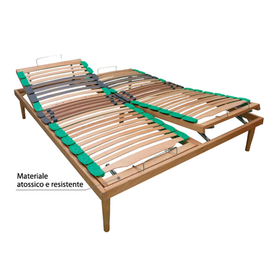 Adjustable Double Bed Base in Beech Wood Bio Energy ATP Manual - Energy Viadurini