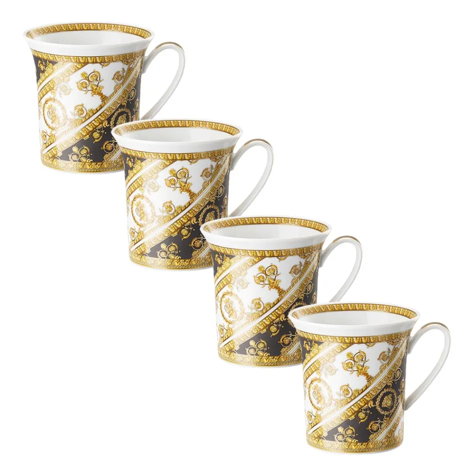 Rosenthal Versace I Love Baroque 4 Glasses with Porcelain Handle - Baroque Viadurini
