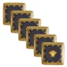 Rosenthal Versace I Love Baroque 6 Flat Square Porcelain Bowls - Baroque Viadurini