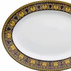 Rosenthal Versace Medusa Blue Oval 40cm dish of porcelain design Viadurini