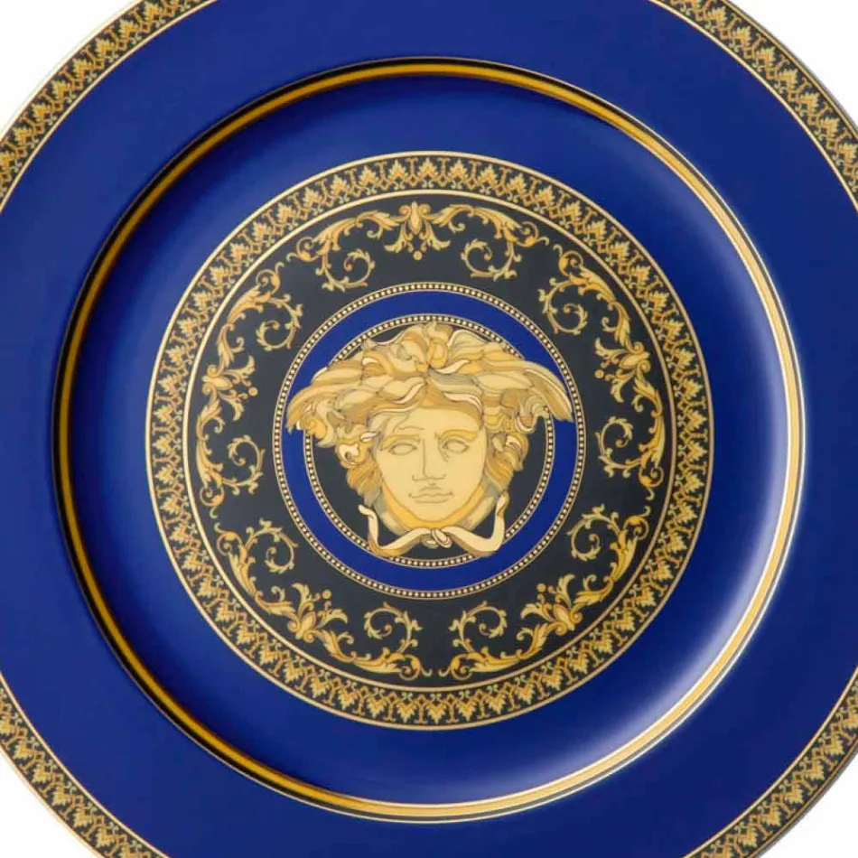 Rosenthal Versace Medusa Blue Plate placeholder of porcelain design Viadurini