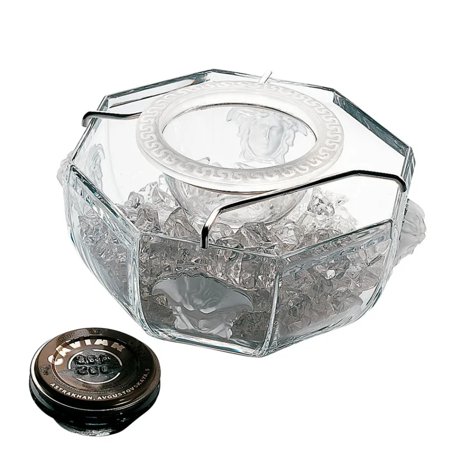 Rosenthal Versace Medusa Crystal Caviar Bowl in Crystal - Medusacrystal Viadurini