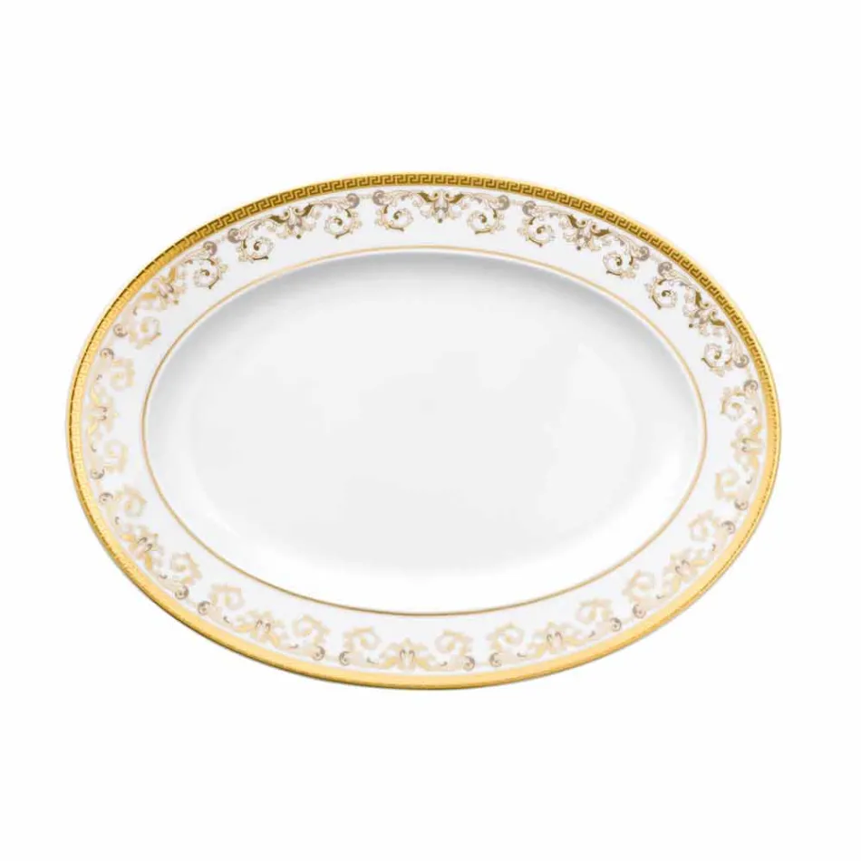 Rosenthal Versace Medusa Gala Gold Oval plate design 34cm porcelain Viadurini