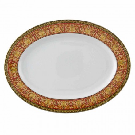 Rosenthal Versace Red Medusa 40cm oval dish of porcelain design Viadurini