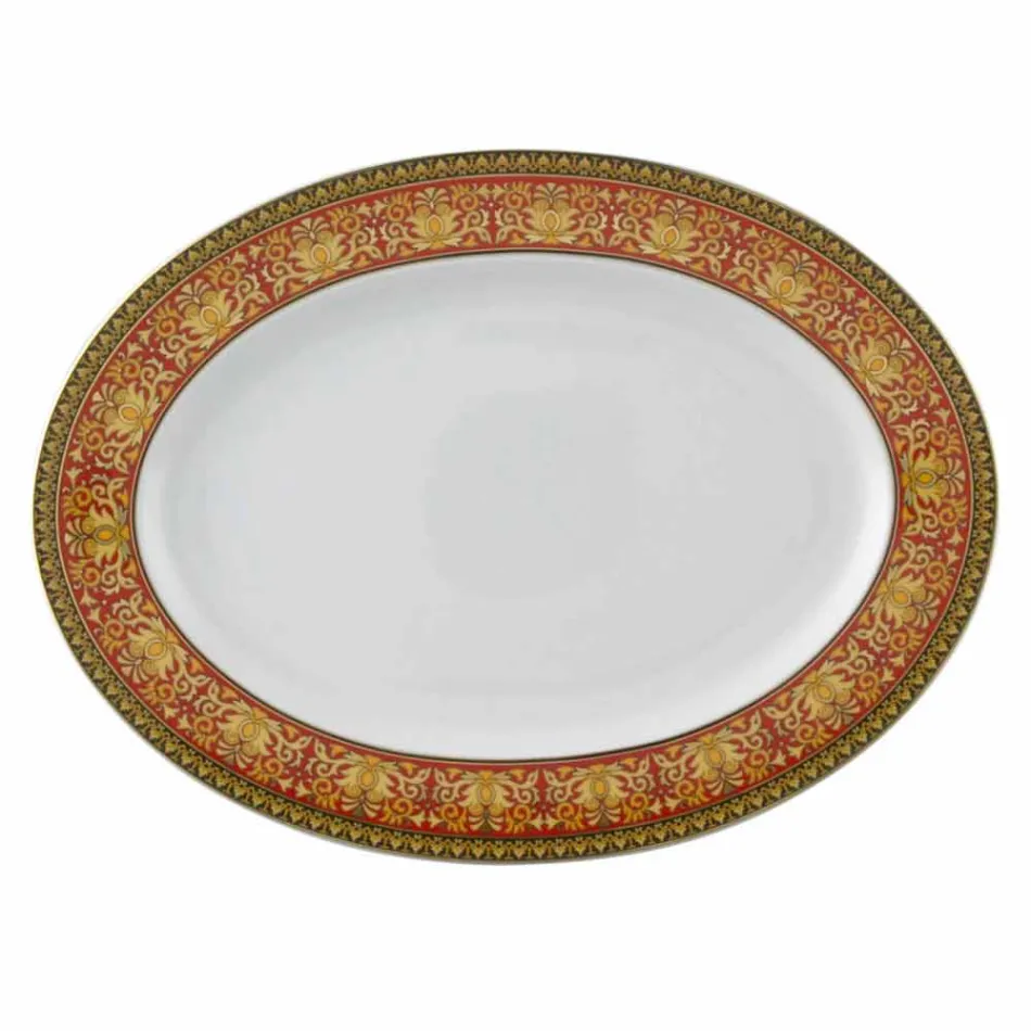 Rosenthal Versace Red Medusa 40cm oval dish of porcelain design Viadurini