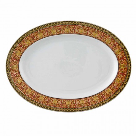 Rosenthal Versace Red Medusa Oval porcelain design plate Viadurini