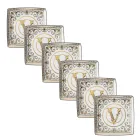 Rosenthal Versace Virtus Gala 6 Flat Square Bowls 15x15 cm in Porcelain - Baroque Viadurini