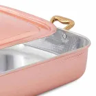 Hand Tinned Copper Rectangular Roaster and Lid 37x27 cm - Mariateresa Viadurini