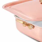 Roaster and Rectangular Lid in Hand Tinned Copper 40x30 cm - Mariateresa Viadurini