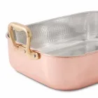 Rectangular Roaster for Turkey in Tinned Copper by Hand 40x30 cm - Giampaolo Viadurini
