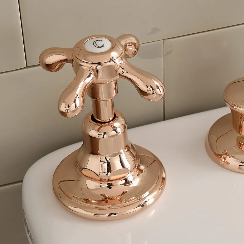 3 Hole Bidet Tap, Internal Delivery, in Vintage Brass – Klarisa Viadurini