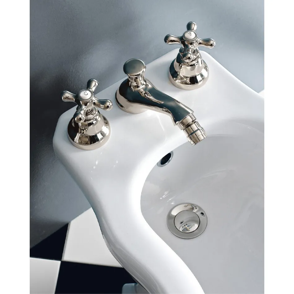 Classic 3 Hole Bidet Tap with Brass Waste Made in Italy - Ercolina Viadurini