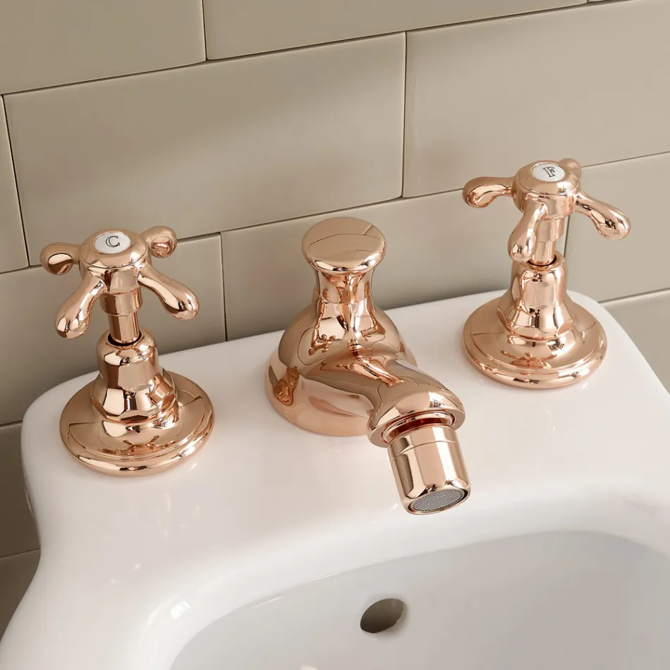 Vintage Design Bidet Tap in 3-Hole Brass Made in Italy - Klarisa Viadurini