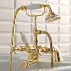 Brass Bathtub Edge Faucet with Luxury Classic Style Hand Shower - Fioretta Viadurini