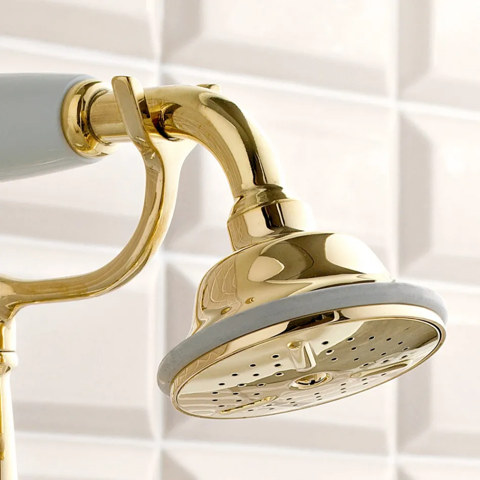 Brass Bathtub Edge Faucet with Luxury Classic Style Hand Shower - Fioretta Viadurini
