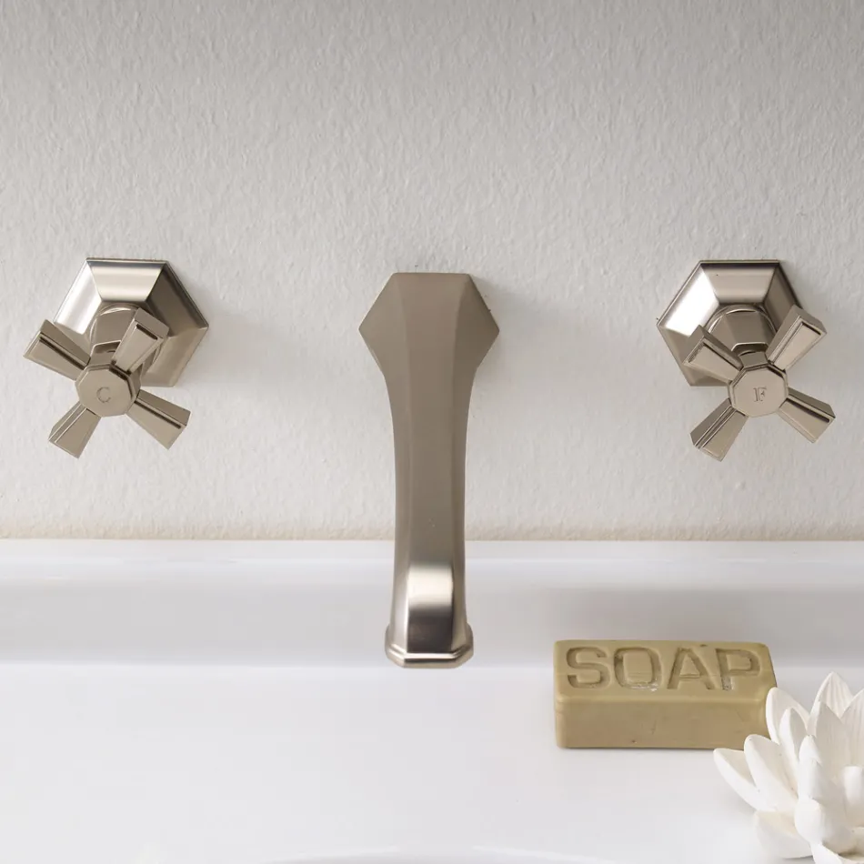 VIntage Design Wall-Mounted Basin Tap in Brass Made in Italy - Silvana Viadurini