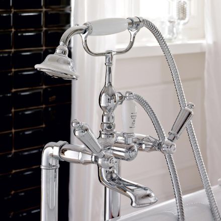 Floor Standing Bathtub Faucet with Brass Shower Made in Italy - Noriana Viadurini
