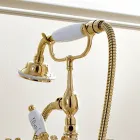 Brass Floor Standing Classic Bathtub Faucet with Hand Shower - Fioretta Viadurini