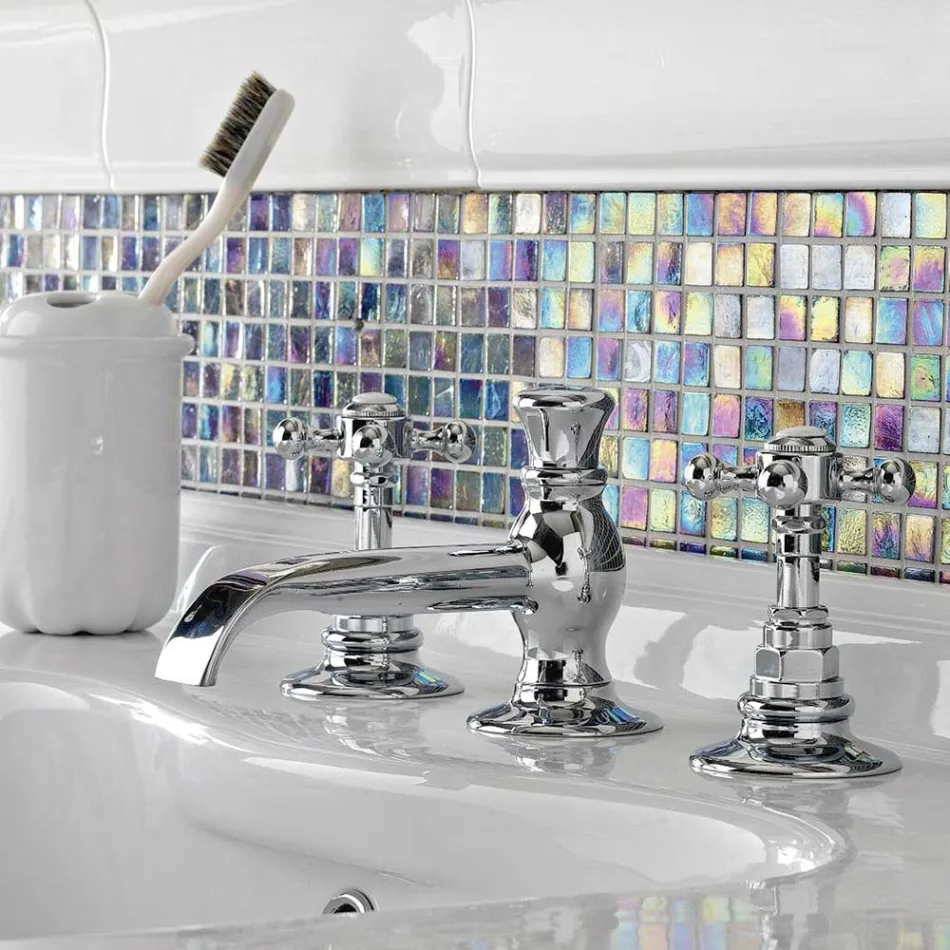 Vintage 3-Hole Basin Tap in Vintage Brass Made in Italy - Elisea Viadurini