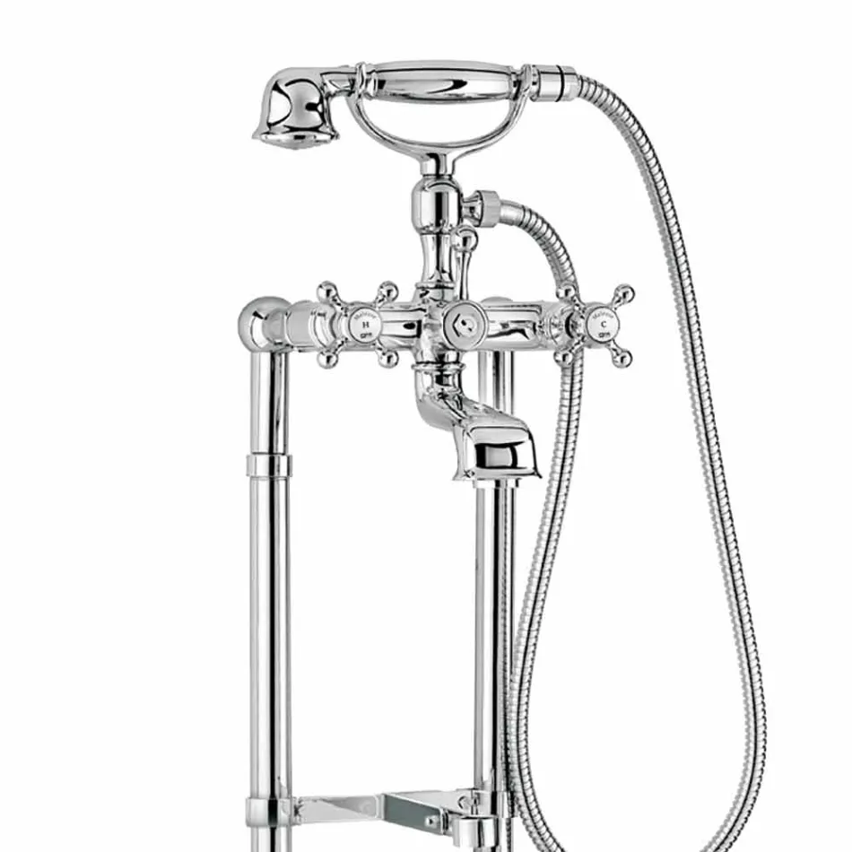 Classic Tap for Bathtub on Brass Columns Made in Italy - Enriko Viadurini